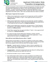 Applicant Information Note: Transition Arrangements